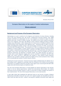 European Observatory on the supply of medical radioisotopes