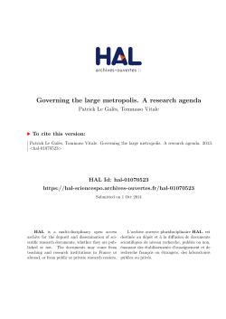 Governing the large metropolis. A research agenda - Hal-SHS