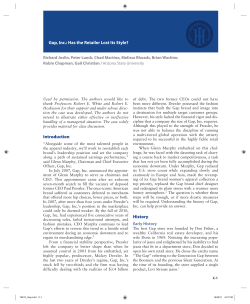 History Gap, Inc.: Has the Retailer Lost Its Style? Introduction