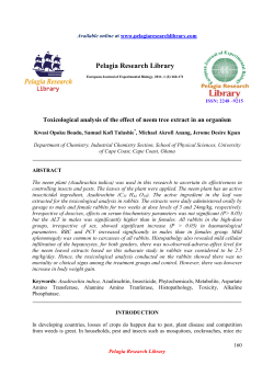 Toxicological analysis of the effect of neem tree extract in an organism