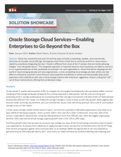 Solution Showcase: Oracle Storage Cloud Services: Enabling
