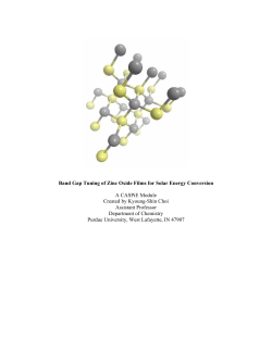 Band Gap Tuning of Zinc Oxide Films for Solar Energy Conversion A