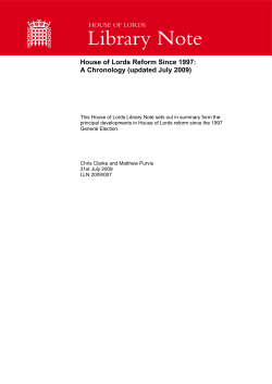 House of Lords Reform Since 1997: A Chronology