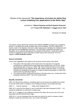 Review of the manuscript “The importance of erosion for debris flow