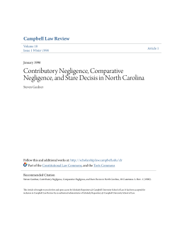 Contributory Negligence, Comparative Negligence, and Stare