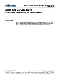 Customer Service Note - Micron Technology, Inc.