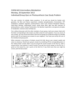 Photosynthesis Quiz - Monday, 29 September 2014