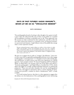 days of past futures: kazuo ishiguro`s never let me go as