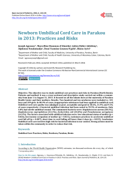 Newborn Umbilical Cord Care in Parakou in 2013