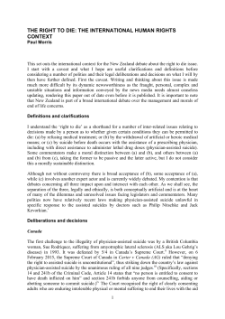 the right to die: the international human rights context