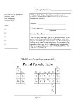 Partial Periodic Table - Organic Chemistry at CU Boulder