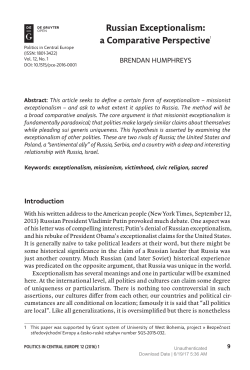 Russian Exceptionalism: a comparative Perspective1