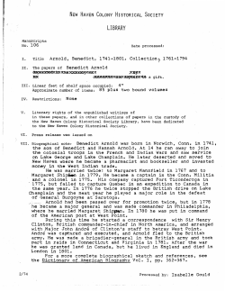 MSS 106 - New Haven Museum