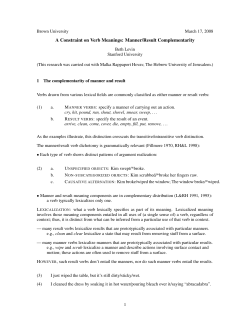 A Constraint on Verb Meanings: Manner/Result