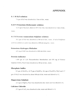 0. 1 M Kcl solution 0.25 N Potassium Dichromate