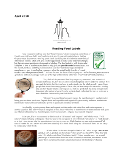April 2010 Reading Food Labels
