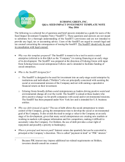 SEED IMPACT INVESTMENT TEMPLATE NOTE