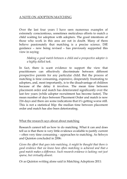 A Note on Adoption Matching - Consortium of Voluntary Adoption