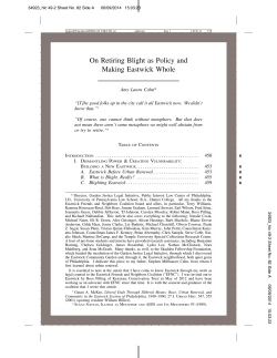 On Retiring Blight as Policy and Making Eastwick Whole