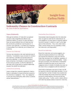 Indemnity Clauses In Construction Contracts