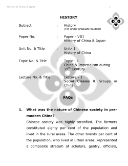 HISTORY Subject : History Paper No. : Paper