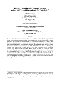 Bringing Politics Back In: Economic Interests and the Shift Toward