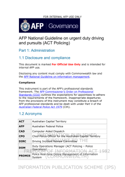 AFP National Guideline on urgent duty driving and pursuits (ACT