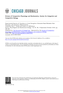 Experimental Sources of Variation in Avian Energetics