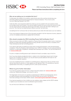 CRS Self-Certification Form for use by Controlling
