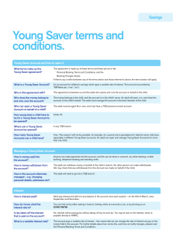 Young Saver important information