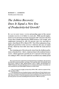 The Jobless Recovery: Does it Signal a New Era of Productivity
