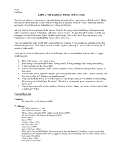 Extra Credit Exercise: Politics in the Movies