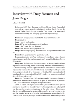 Duey Freeman and Joan Rieger Interview