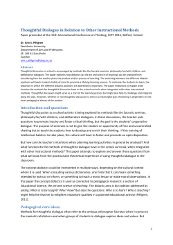 Thoughtful Dialogue in Relation to Other Instructional Methods