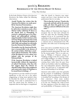 501(c)3 Religion: Reemergence of the Divine Right of Kings