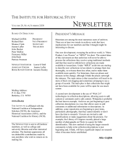 IHS Summer 2008 Newsletter - Institute for Historical Study