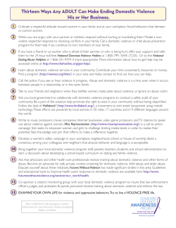 Thirteen Ways Any ADULT Can Make Ending Domestic Violence