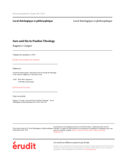 Sarx and Sin in Pauline Theology