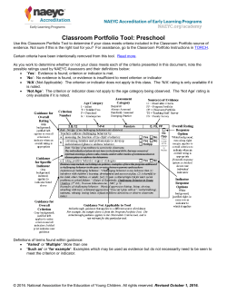 Classroom Portfolio Tool: Preschool