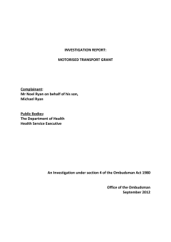 Motorised Transport Grant - the Office of the Ombudsman