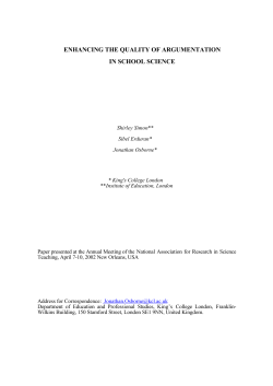 enhancing the quality of argumentation in school science