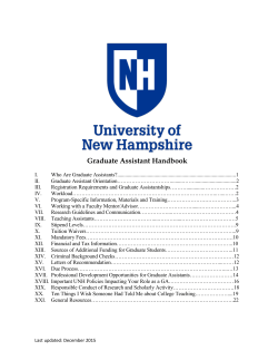 Graduate Assistant Handbook - UNH Graduate School