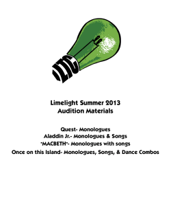 Limelight Summer 2013 Audition Materials