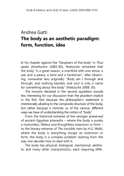 Andrea Gatti The body as an aesthetic paradigm