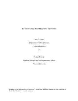 Bureaucratic Capacity and Legislative Performance John D. Huber