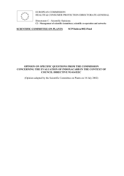 Opinion of the Scientific Committee on Plants on Specific Questions