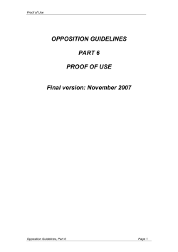 OPPOSITION GUIDELINES PART 6 PROOF OF USE Final version