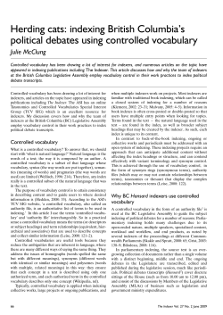 indexing British Columbia`s political debates using