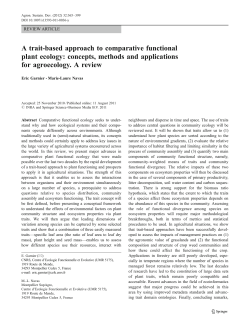 A trait-based approach to comparative functional plant ecology