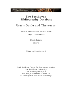 The Beethoven Bibliography Database User`s Guide and Thesaurus